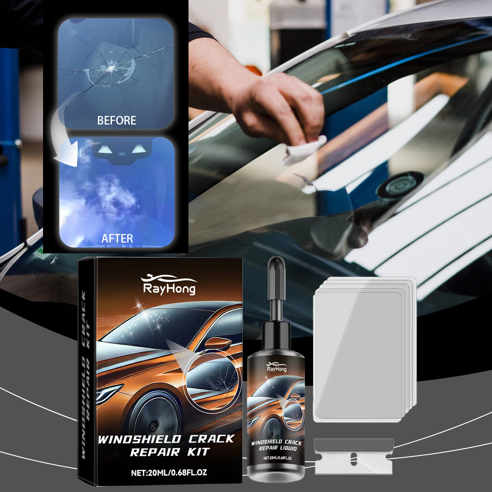 Car Windshield Crack Repair Re - Liquid Uv Glue Kit 评论和价格