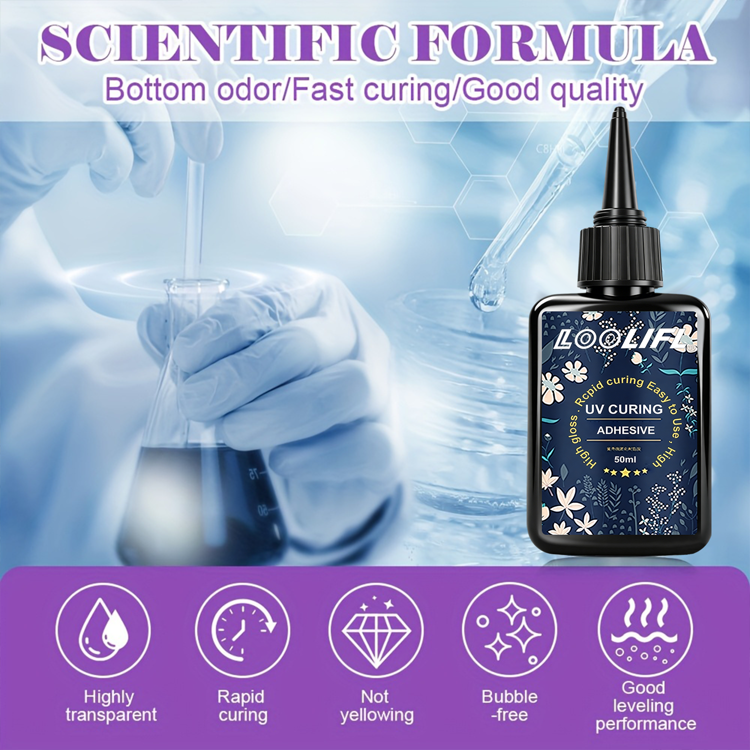 LOOLIFL UV Resin Glue 50G Kit  - Liquid Uv Glue Kit 评论和价格