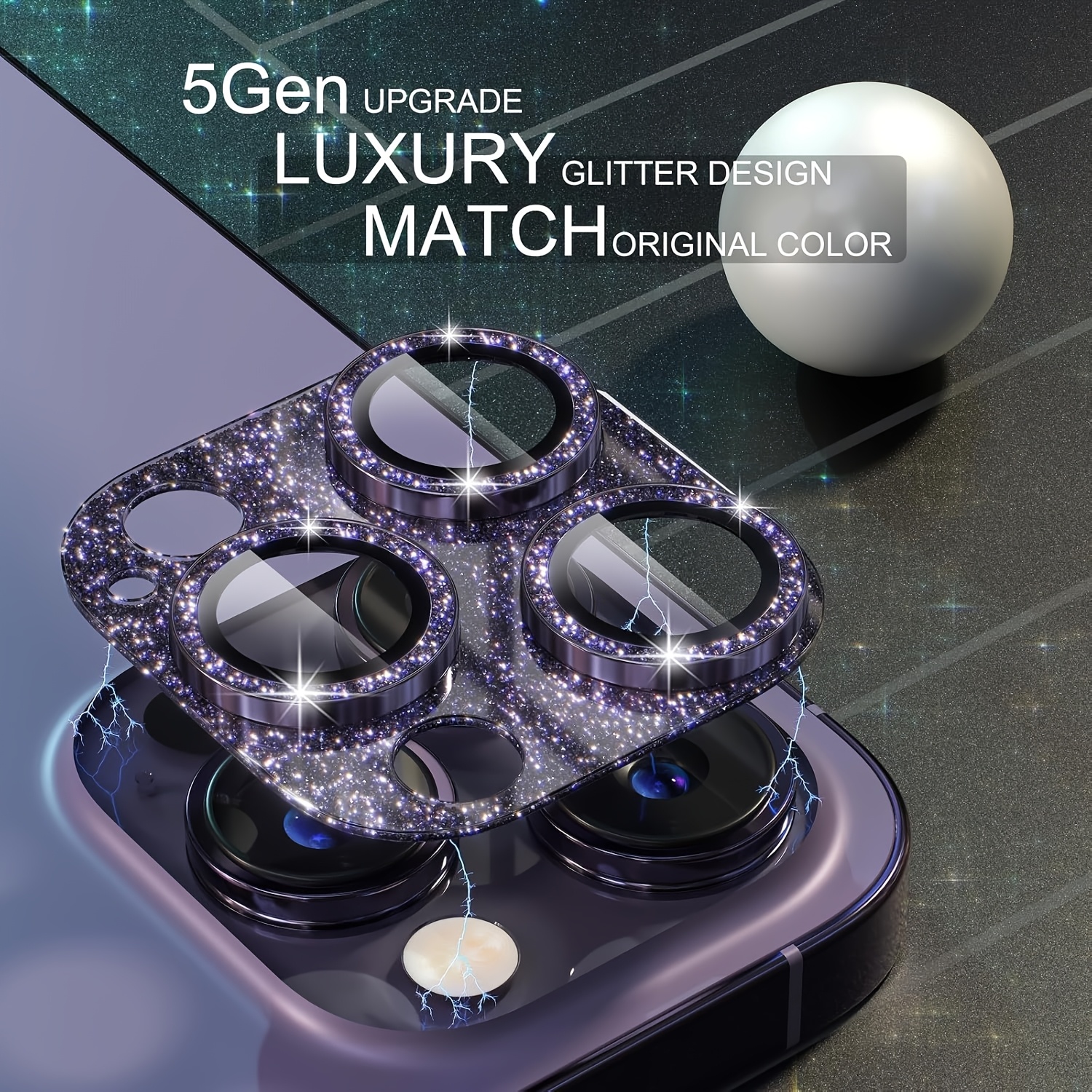 1 Pcs Glitter-Purple Camera Le - Tempered Glass Screen 9H 评论和价格