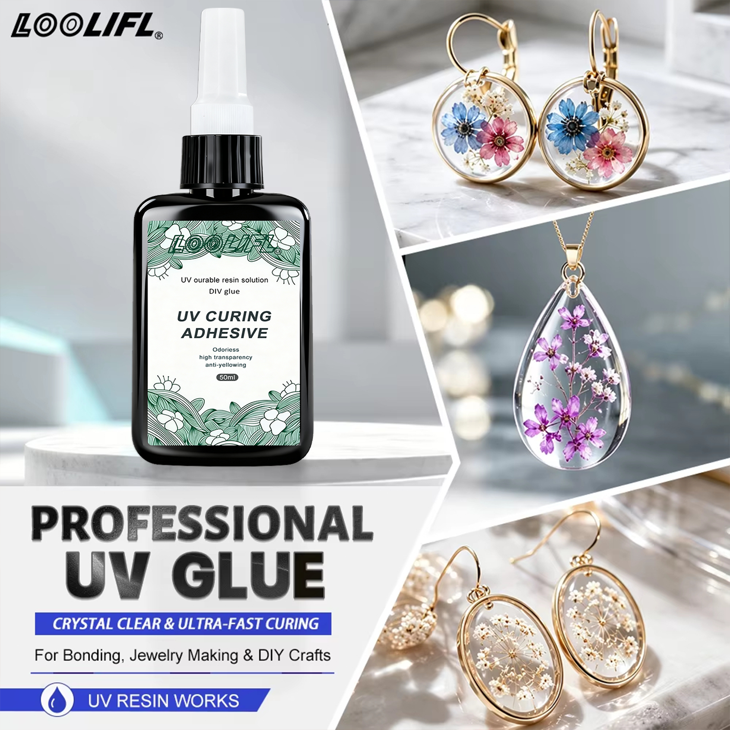 LOOLIFL New Strong 50ml UV Glu - Liquid Uv Glue Kit 评论和价格