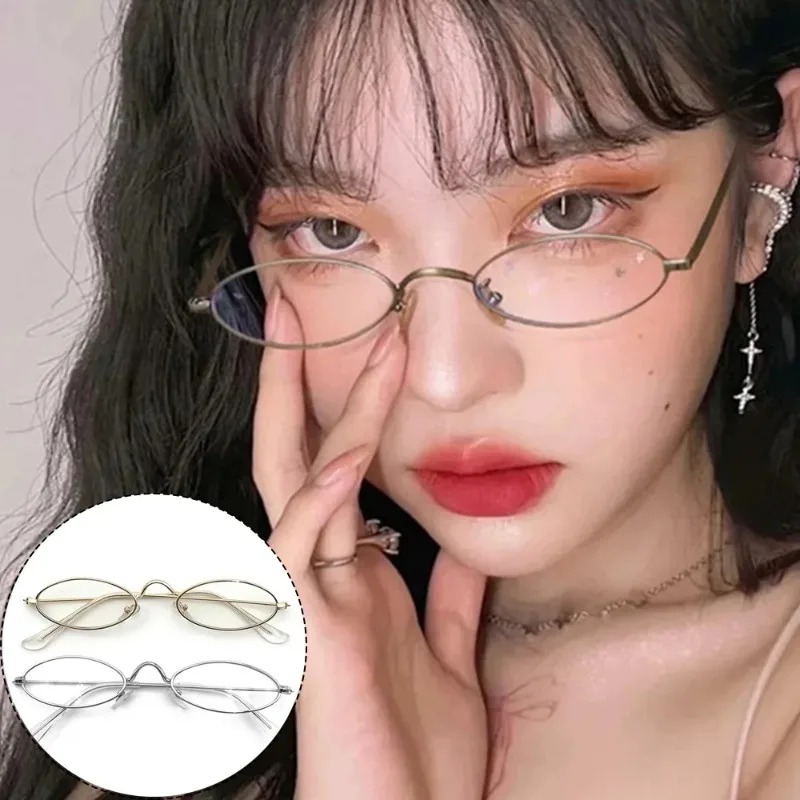 Y2K Small Oval Metal Glasses W - Anti Blue Light Film 评论和价格