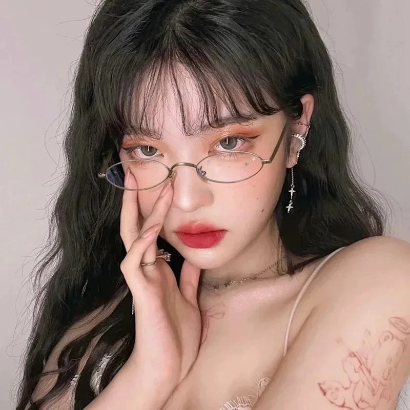 Y2K Small Oval Metal Glasses W - Anti Blue Light Film 评论和价格